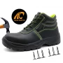 China TM028 Black leather fiberglass toe anti puncture construction site safety shoes for man manufacturer