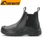 China TM3325 Black leather steel toe anti puncture safety shoes without laces manufacturer