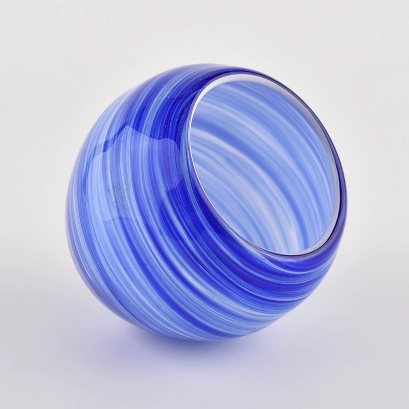 Sunny glassware luxury blue and white 10oz glass candle holder for supplier Sunny glassware luxury blue and white 10oz glass candle holder for supplier