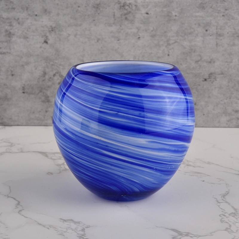 Sunny glassware luxury blue and white 10oz glass candle holder for supplier Sunny glassware luxury blue and white 10oz glass candle holder for supplier
