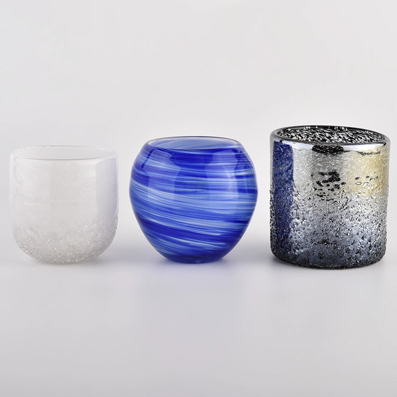 Sunny glassware luxury blue and white 10oz glass candle holder for supplier Sunny glassware luxury blue and white 10oz glass candle holder for supplier