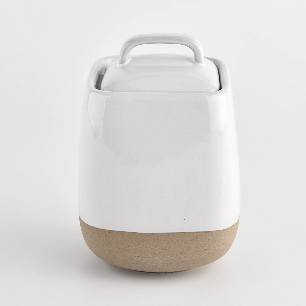 520ml glossy white ceramic vessel with square lid wholesale