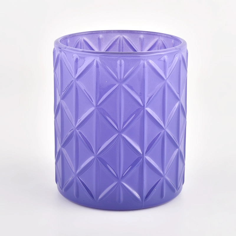 400ml round glass candle jars purple candle holder supplier