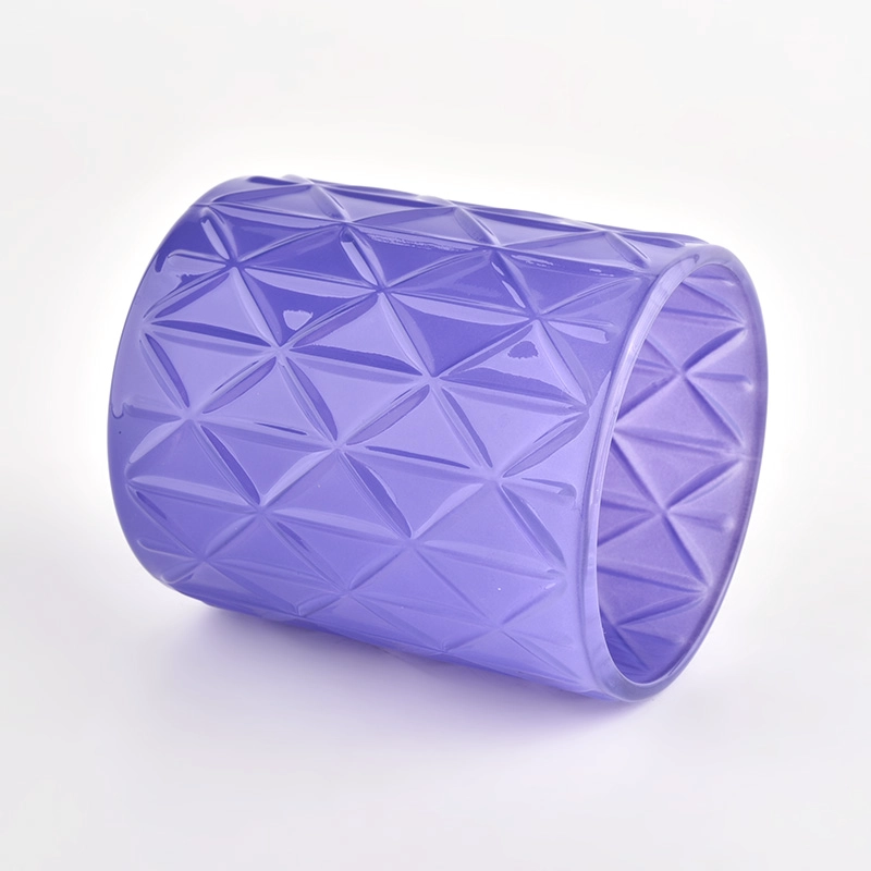 400ml round glass candle jars purple candle holder supplier