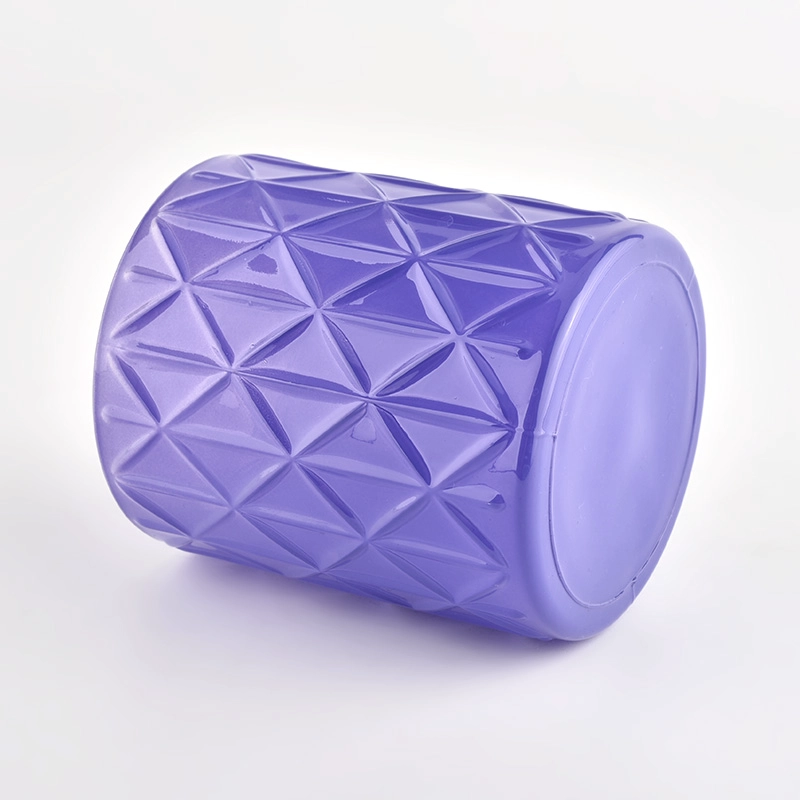 400ml round glass candle jars purple candle holder supplier