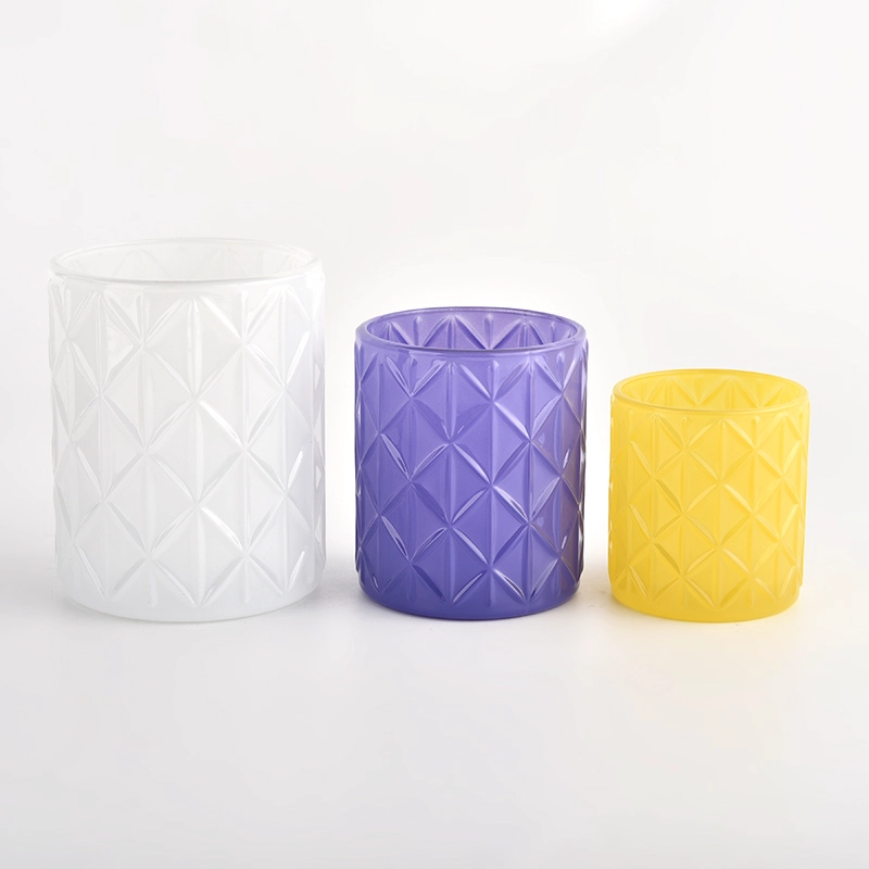 400ml round glass candle jars purple candle holder supplier