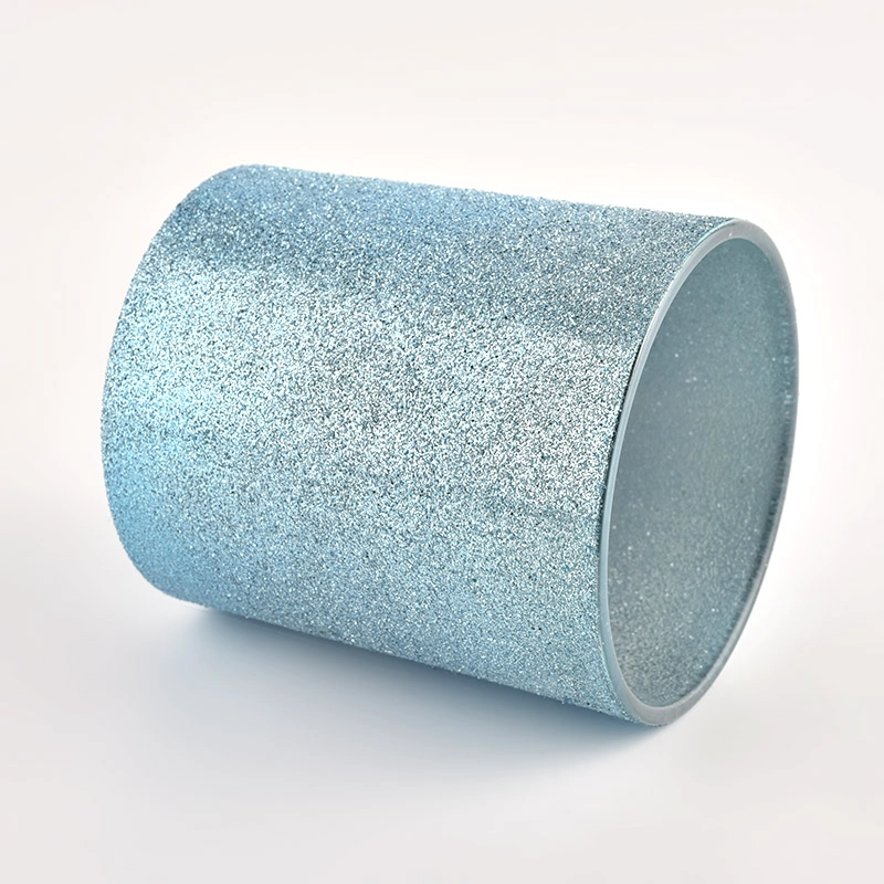 Wholesale cyan frosted glass wax decorative glass candle jar Wholesale cyan frosted glass wax decorative glass candle jar