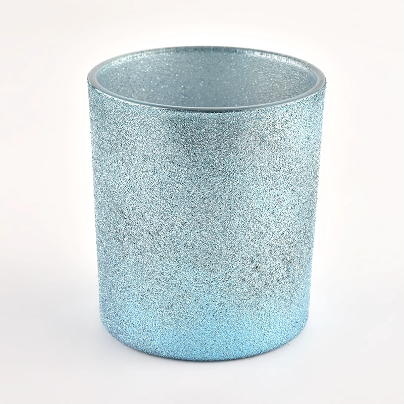 Wholesale cyan frosted glass wax decorative glass candle jar Wholesale cyan frosted glass wax decorative glass candle jar