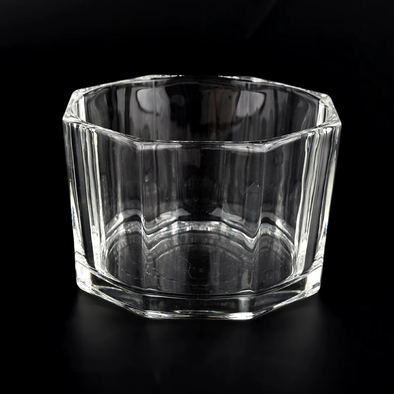New large capacity glass candle jars octagon candle vessels