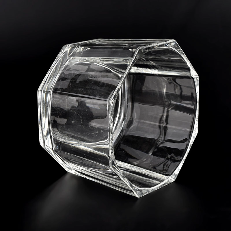 New large capacity glass candle jars octagon candle vessels