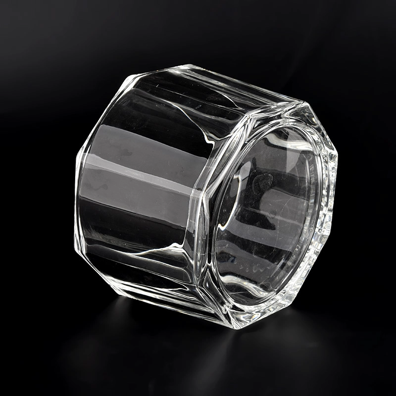 New large capacity glass candle jars octagon candle vessels