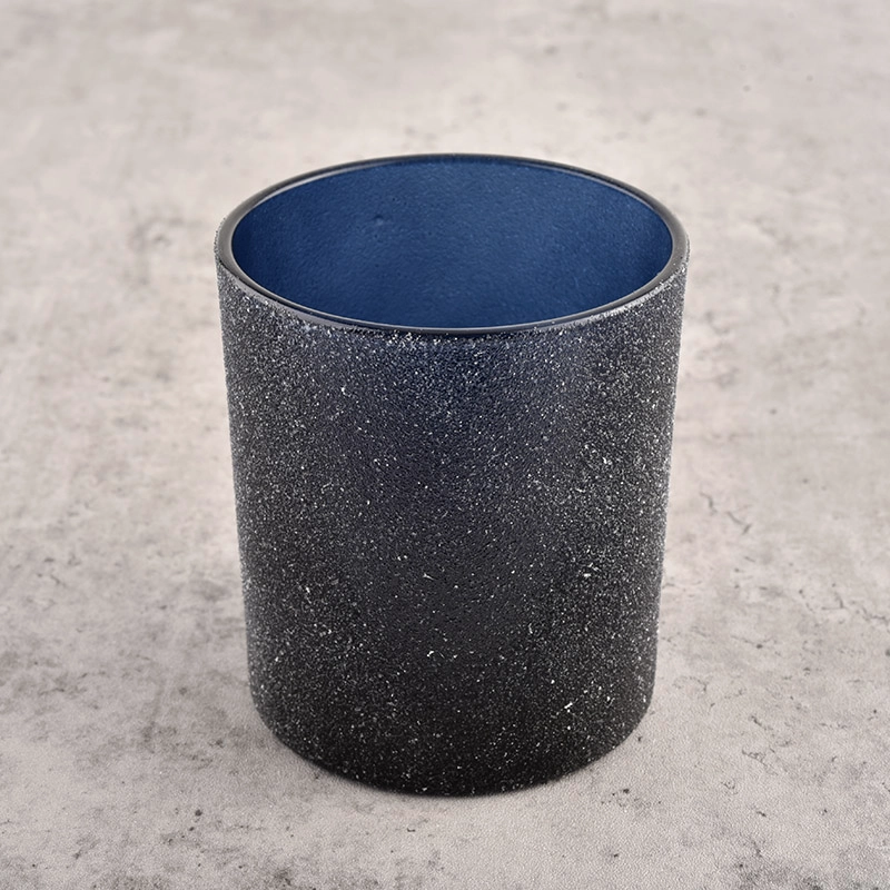 Customize Empty Black Frosted Candle Holders Decoration