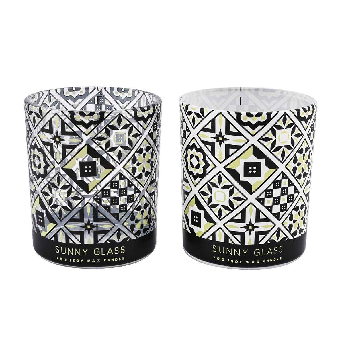 7oz glass candle vessels printing effect candle jars