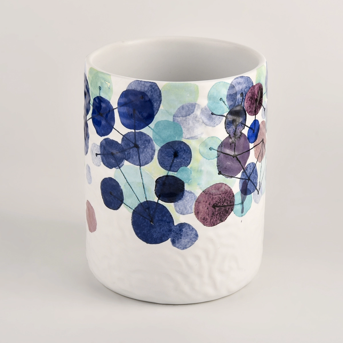 Unique applique printing luxury empty ceramic candle jars