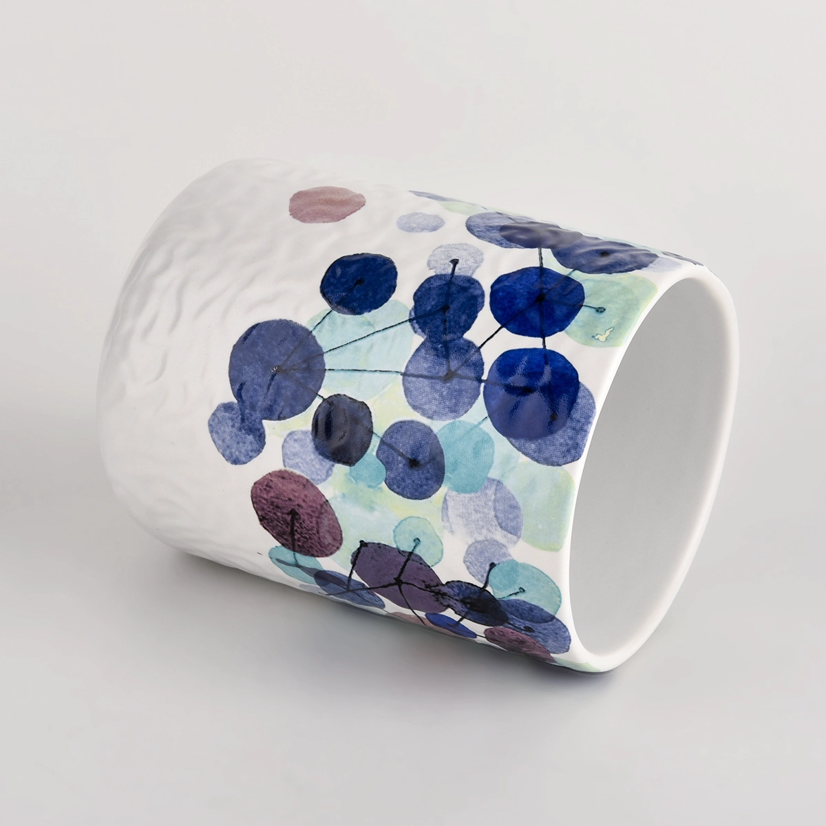 Custom Applique Printing Empty Ceramic Candle Containers Jar