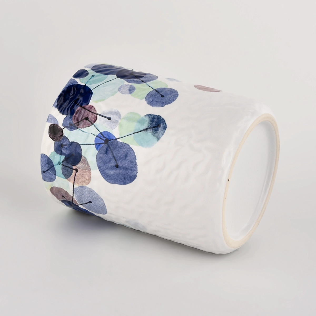 Custom Applique Printing Empty Ceramic Candle Containers Jar