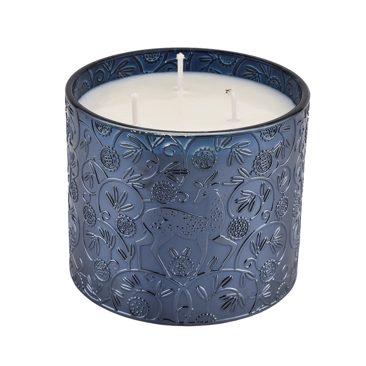 Wholesale black glass candle jars deer pattern candle jars for candle making
