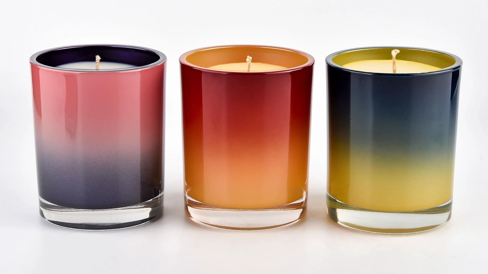 Luxury purple gradient pink glass candle jar inside spray color home decor