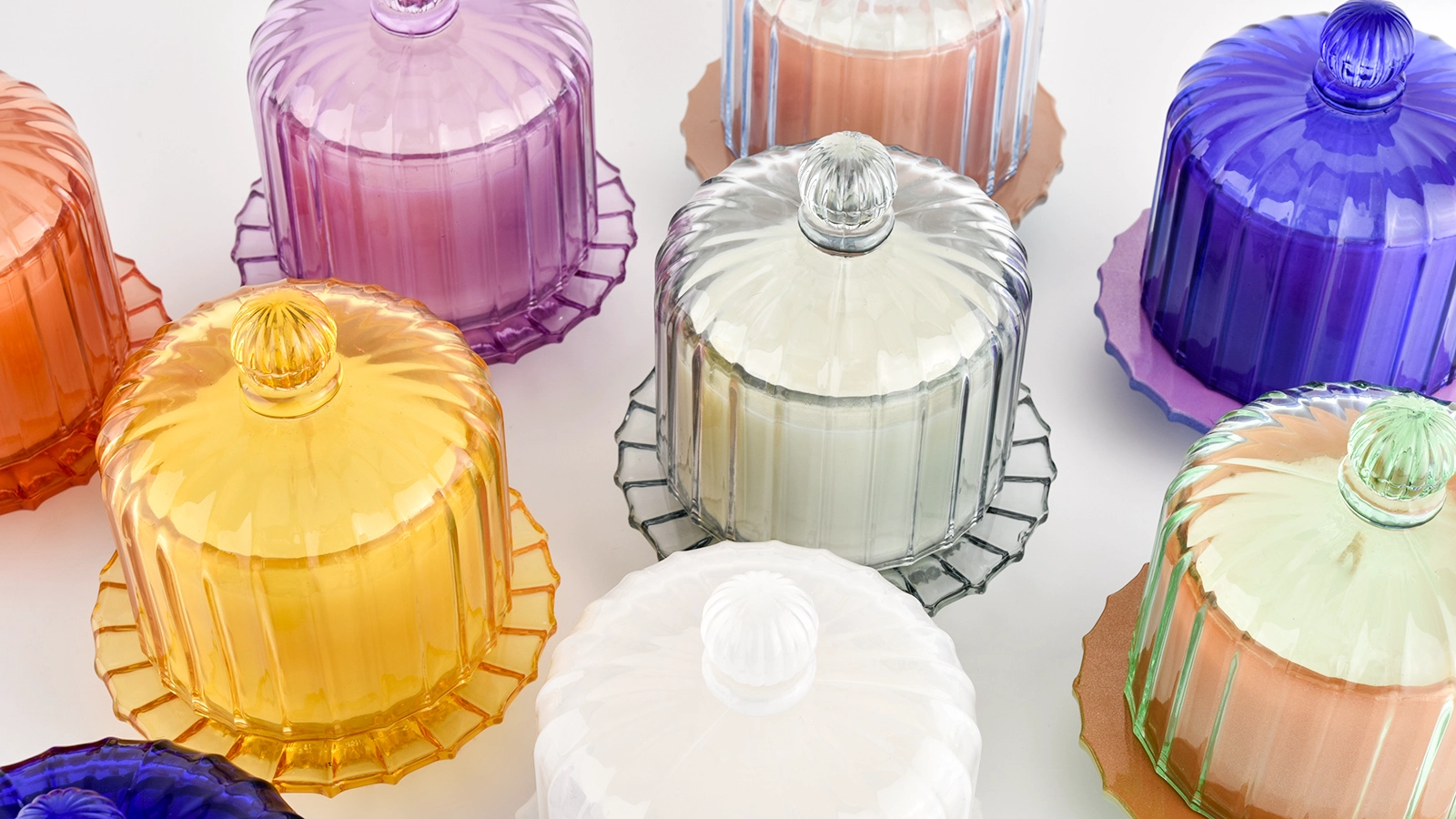 Custom Bell Jar Empty Green Glass Candle Jar With Lid Supplier