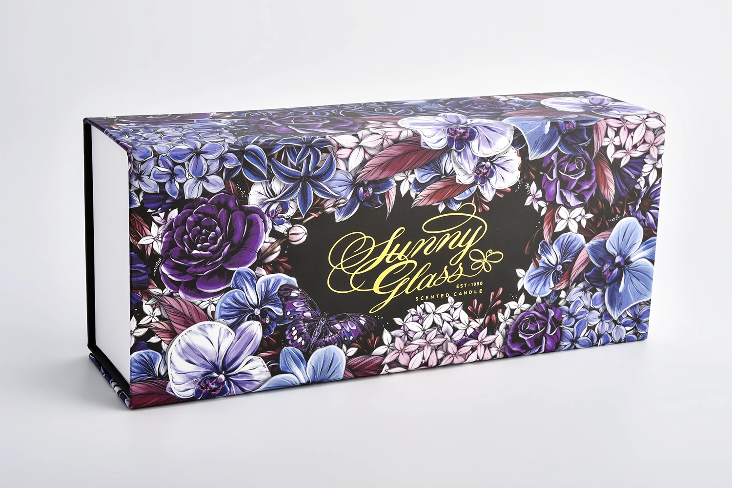 Wholesale purple flower pattern packaging box candle holders gift box empty box