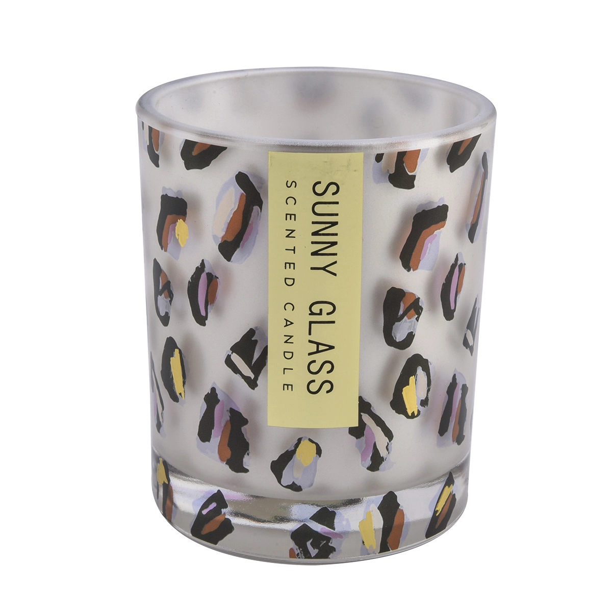 Custom white black gold dot ink pattern glass candle jar wholesale
