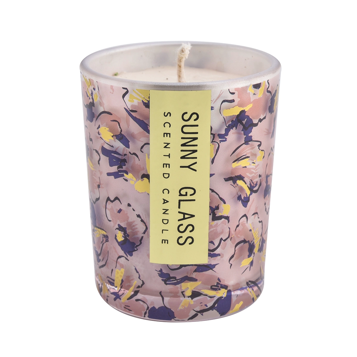 Simple rose piano with uu paper glass pattern glass candle jar