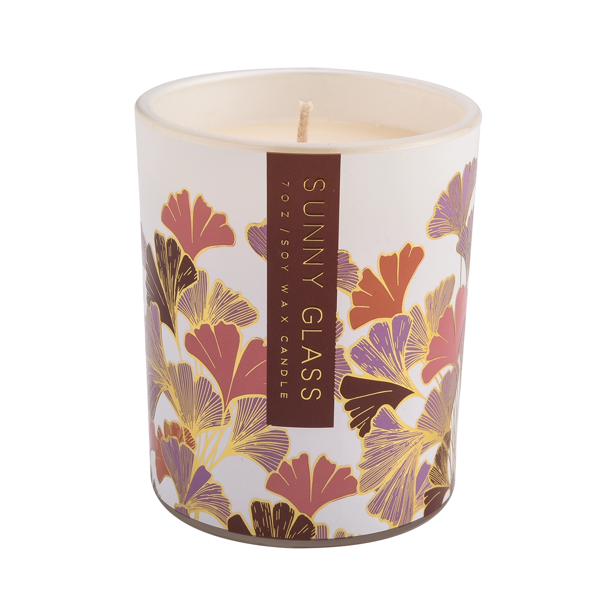 Wholesale gingko leaf pattern glass candle holder with packaging box