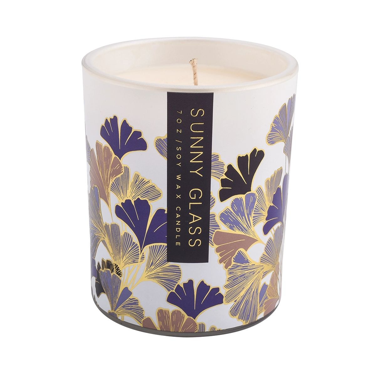 Wholesale gingko leaf pattern glass candle holder with packaging box