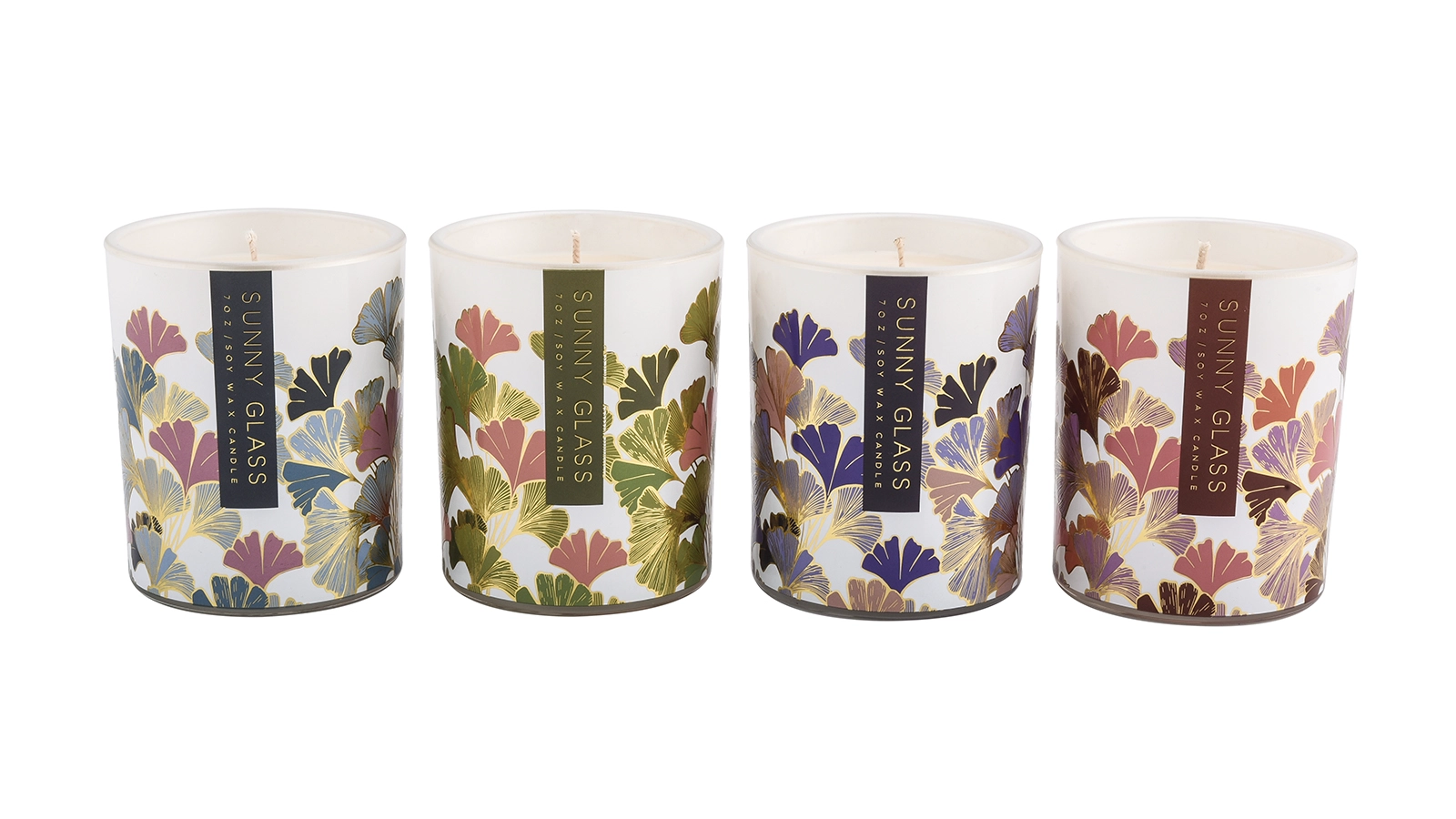 Wholesale gingko leaf pattern glass candle holder with packaging box Wholesale gingko leaf pattern glass candle holder with packaging box