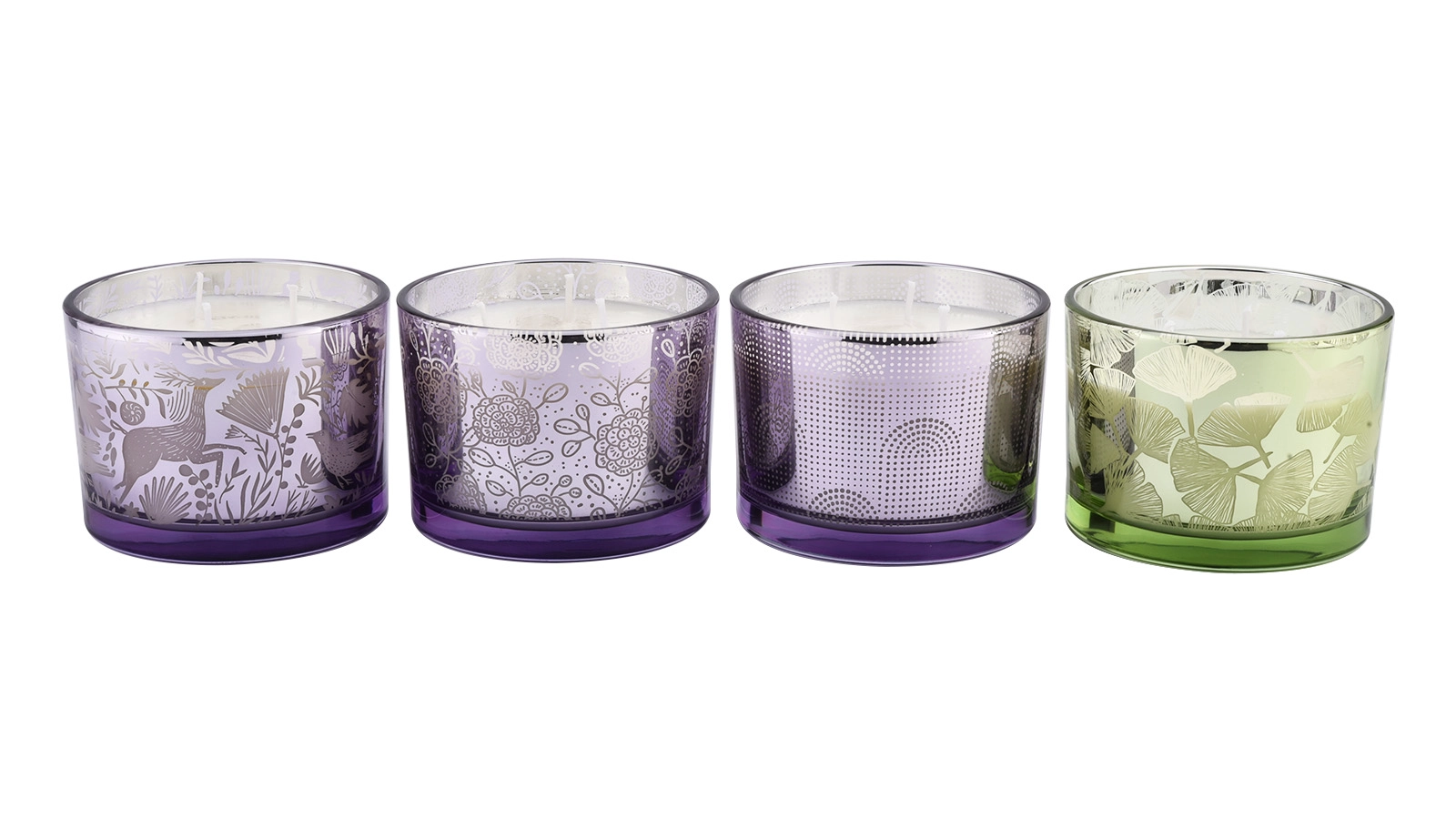Wholesale 500ml wide mouth green lotus leaf pattern large glass candle jar