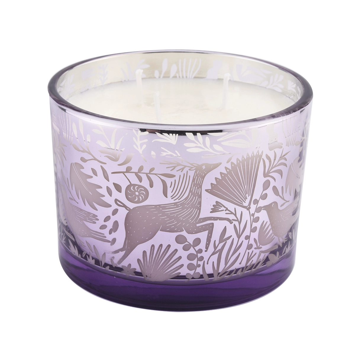 Wholesale 500ml wide mouth green lotus leaf pattern large glass candle jar