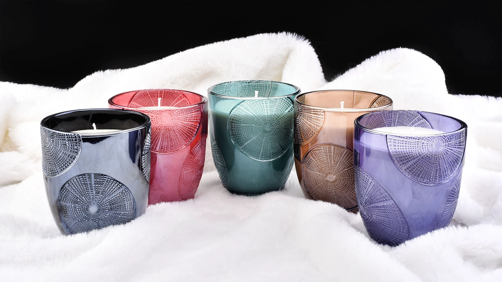 Wholesale purple ring empty glass candle jar custom gift Wholesale purple ring empty glass candle jar custom gift