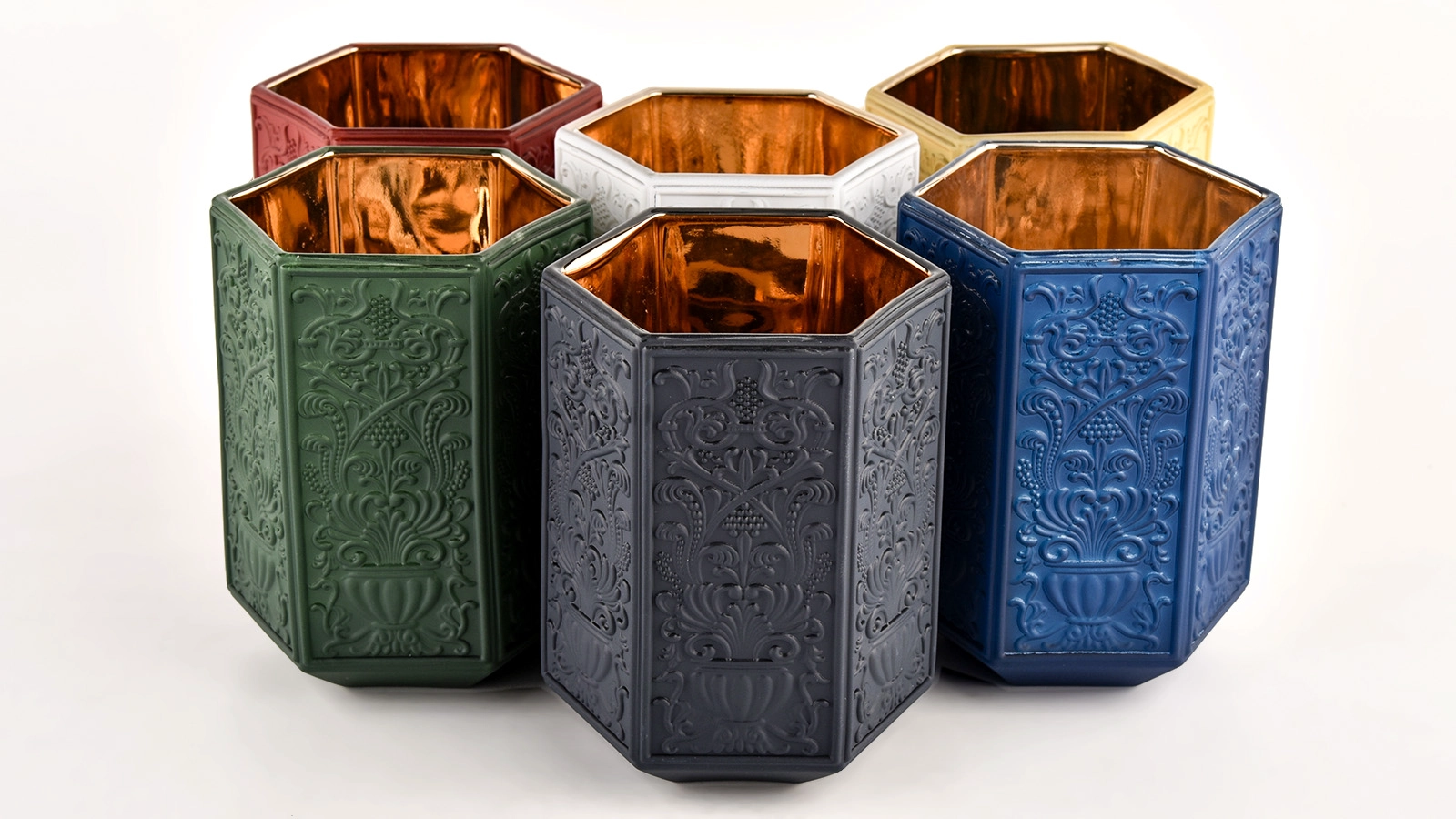 Baroque style glass candle jars