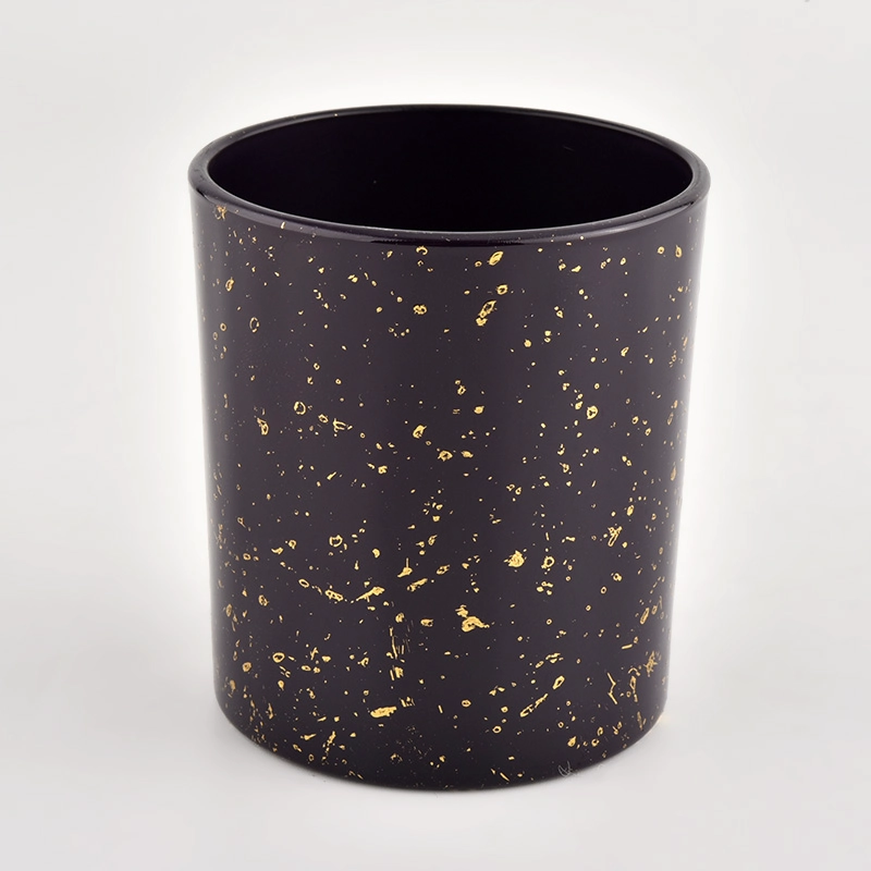 Decorative gold printing black glass candle jars wholesale Decorative gold printing black glass candle jars wholesale