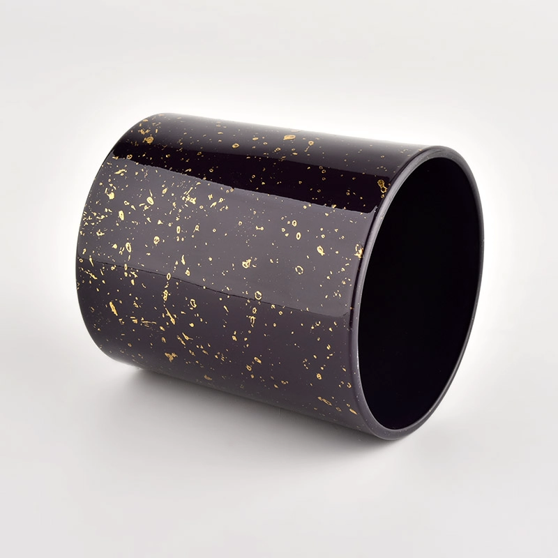 Decorative gold printing black glass candle jars wholesale Decorative gold printing black glass candle jars wholesale