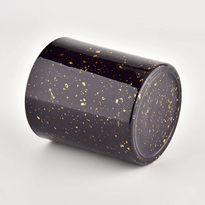 Decorative gold printing black glass candle jars wholesale Decorative gold printing black glass candle jars wholesale