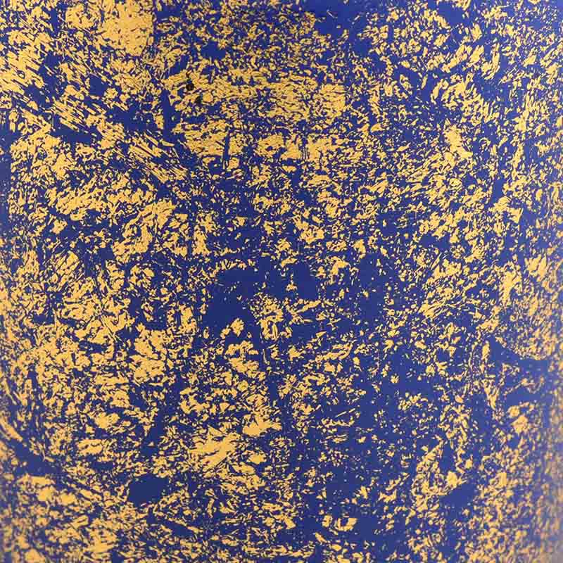 Golden printing dust with blue candle vessels for home decoration Golden printing dust with blue candle vessels for home decoration