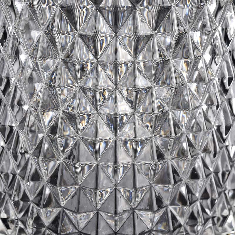 18oz Diamond design glass candle holders with lids wholesale