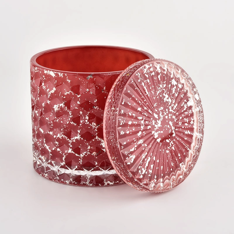 Wholesale 440ml red with shinning effect glass jar with lids for wedding Wholesale 440ml red with shinning effect glass jar with lids for wedding