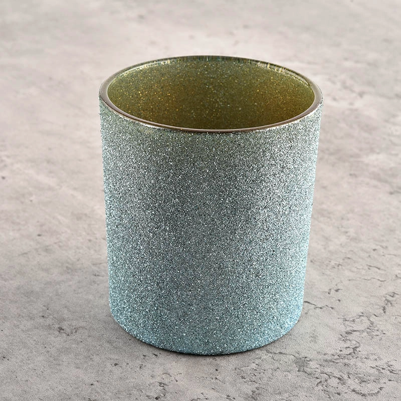 300ml empty bule frosted interior golden glass candle jars home decoration