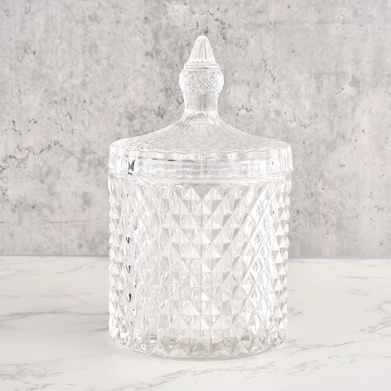 Customized Color GEO Glass Candle Jar with Lids Customized Color GEO Glass Candle Jar with Lids