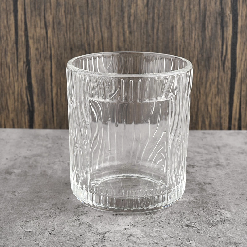 Custom Label Glass Candle Holder Tree Embossed Pattern Glass Candle Jars Custom Label Glass Candle Holder Tree Embossed Pattern Glass Candle Jars