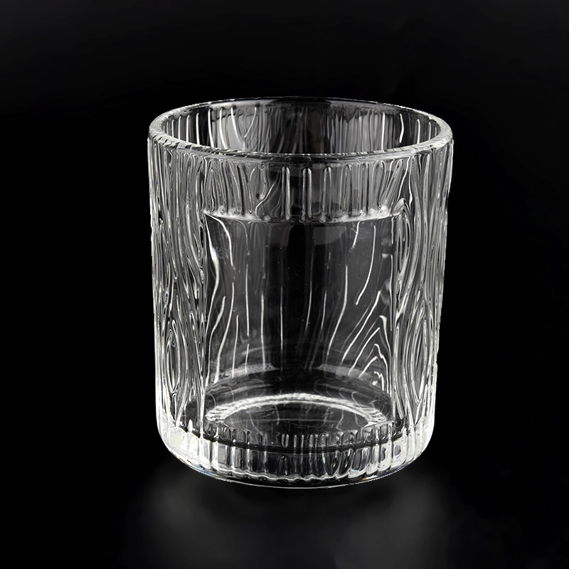 Custom Label Glass Candle Holder Tree Embossed Pattern Glass Candle Jars Custom Label Glass Candle Holder Tree Embossed Pattern Glass Candle Jars