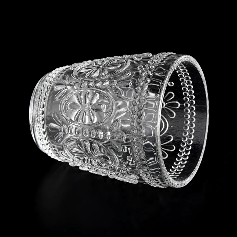 Wholesale 300ml embossed glass candle jars for candle making Wholesale 300ml embossed glass candle jars for candle making