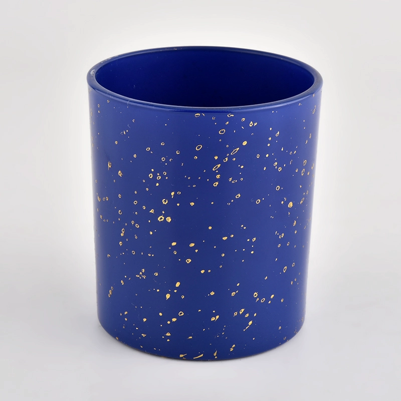 Wholesale custom high quality golden blue glass candle jars Wholesale custom high quality golden blue glass candle jars