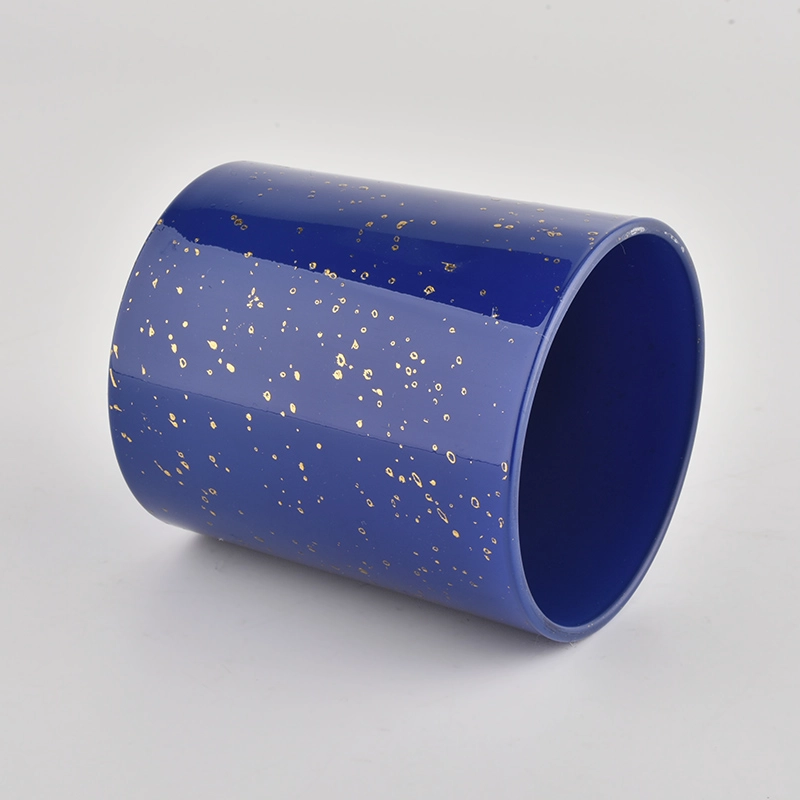 Wholesale custom high quality golden blue glass candle jars Wholesale custom high quality golden blue glass candle jars