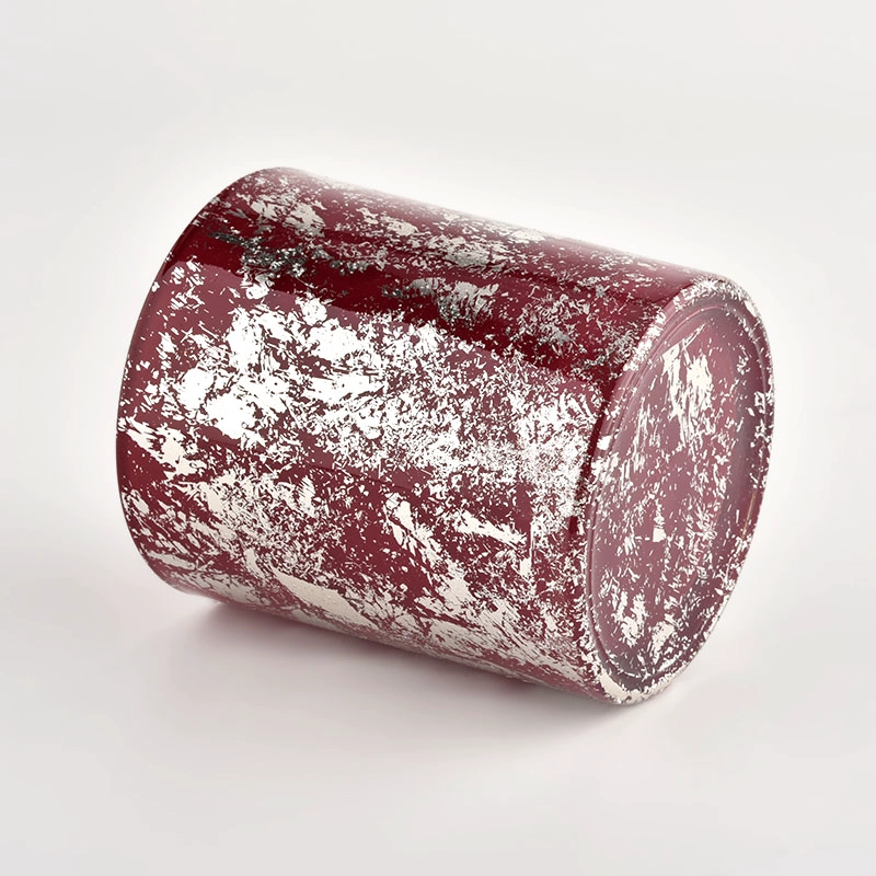 Wholesale white printing dust and red glass candle jar with high quality Wholesale white printing dust and red glass candle jar with high quality
