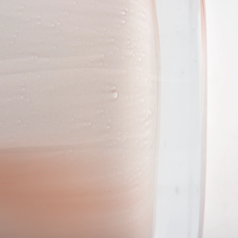 OEM luxury pink glass candle jar glossy candle vessel