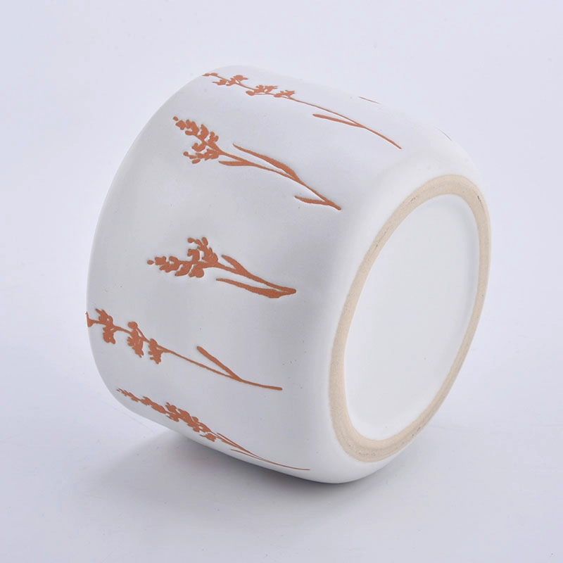 14oz cylinder flower ceramic candle jar wholesale 14oz cylinder flower ceramic candle jar wholesale