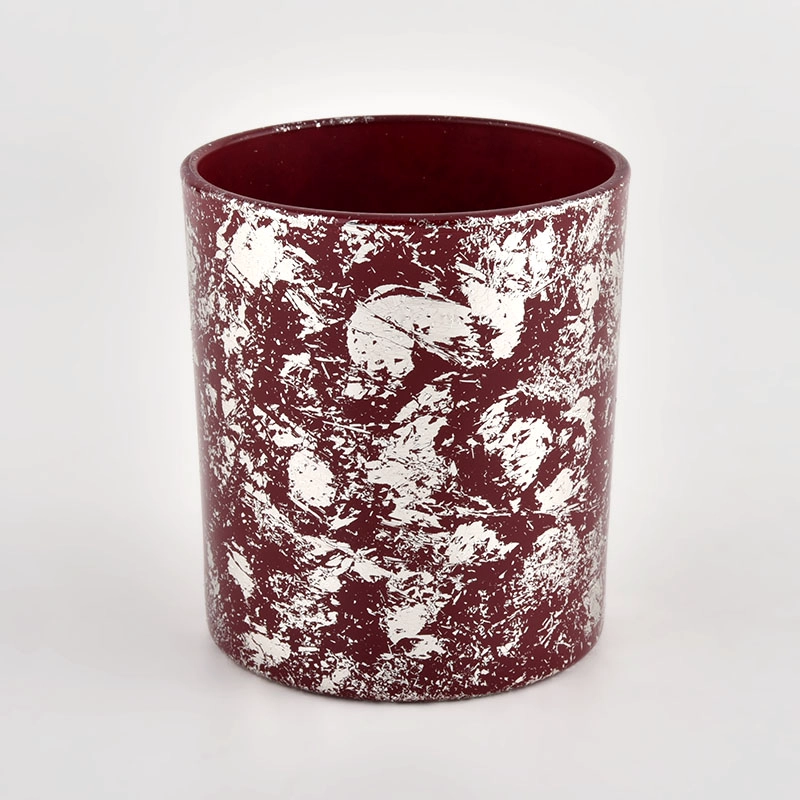 White printing dust and red glass jar candle vessel for gift in bulk White printing dust and red glass jar candle vessel for gift in bulk
